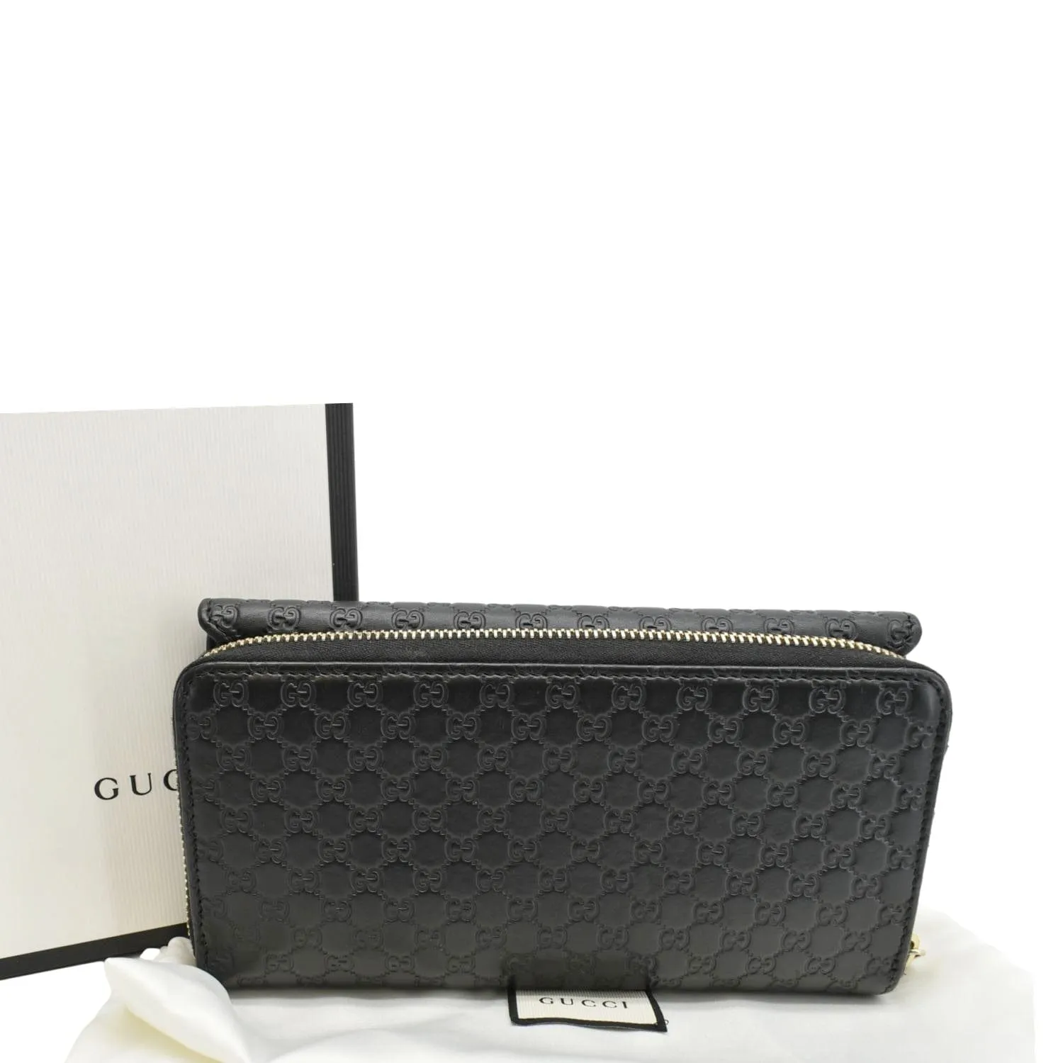 GUCCI Microguccissima Leather Zip Wallet Black 449364