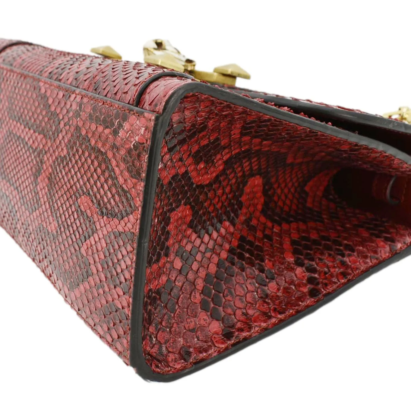 GUCCI Python Osiride  Small Leather Top Handle Shoulder Bag Red 497996