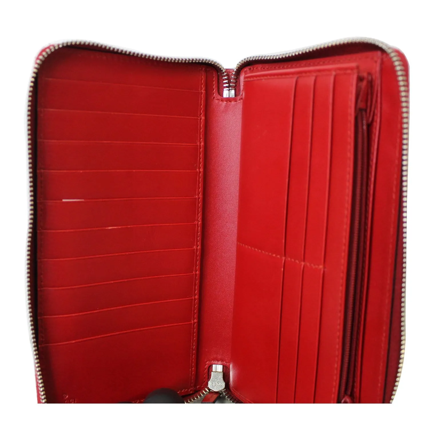 GUCCI Signature Continental Guccissima Zip Around Wallet Red 233194