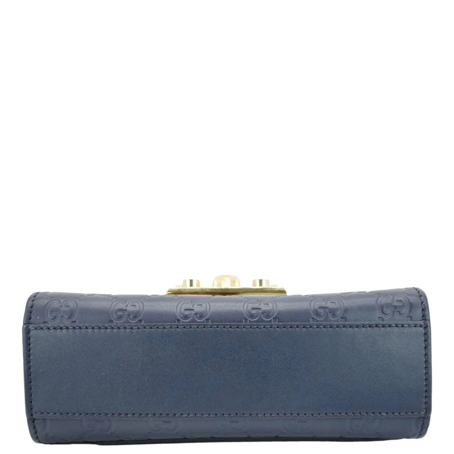 GUCCI Signature Padlock Small Leather Top Handle Shoulder Bag Blue 409487