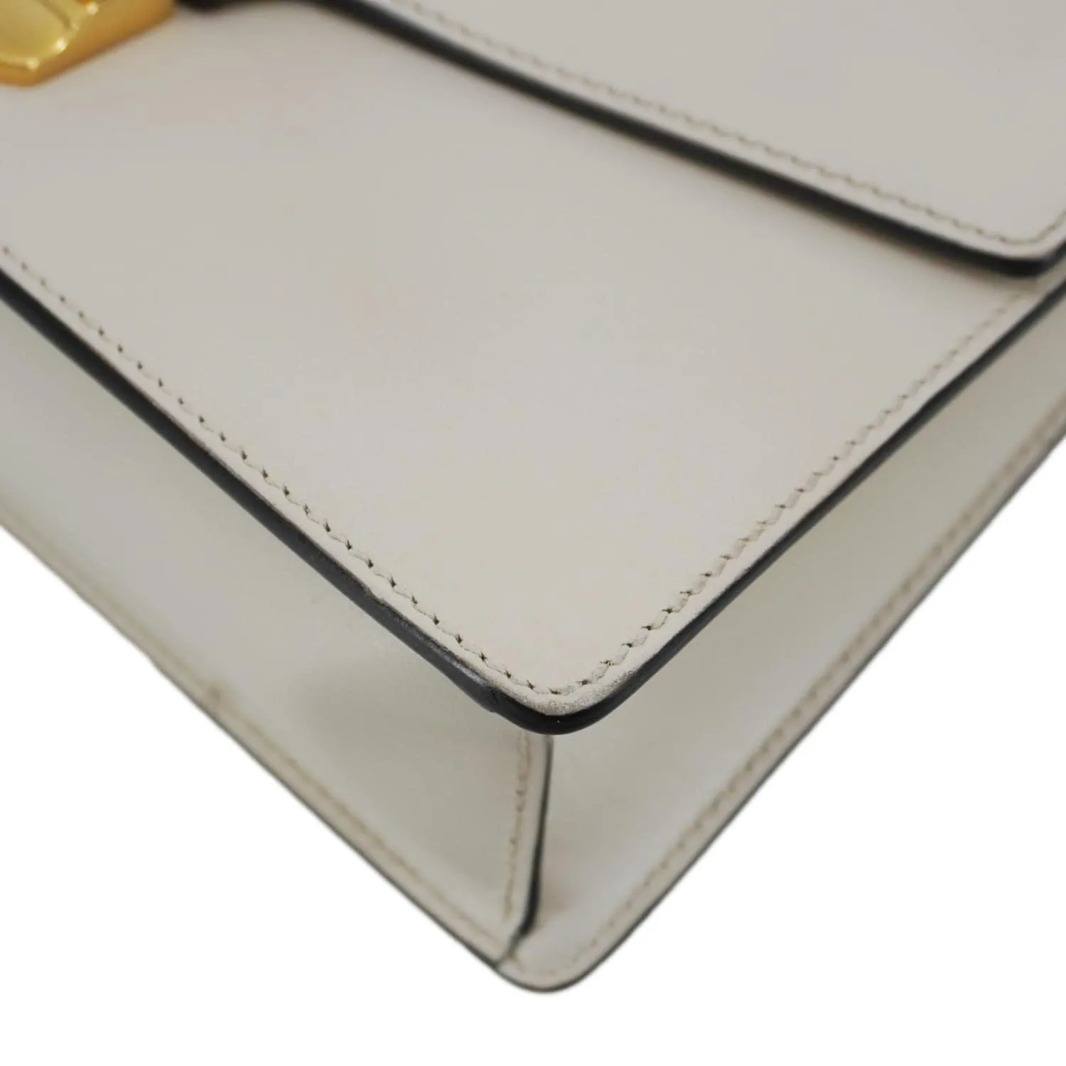 Gucci Sylvie Small Web Leather Shoulder Bag White 421882