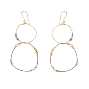 Gunmetal and Gold Linked Hoops Earring