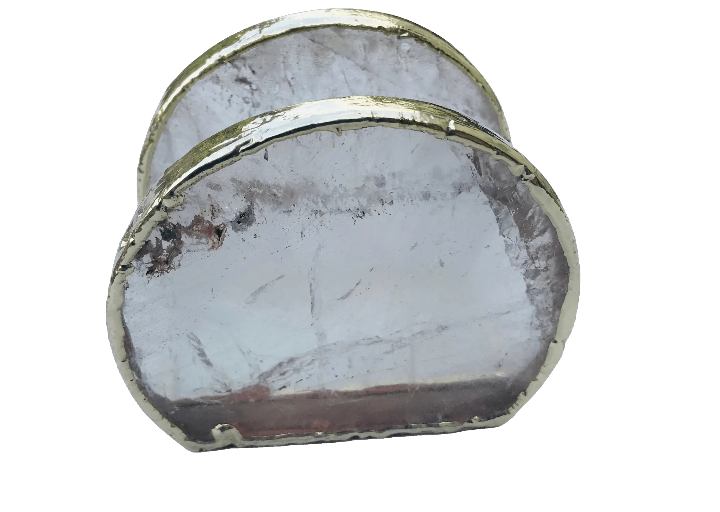 Hand Rounded Clear Quartz Agate Napkin Holder