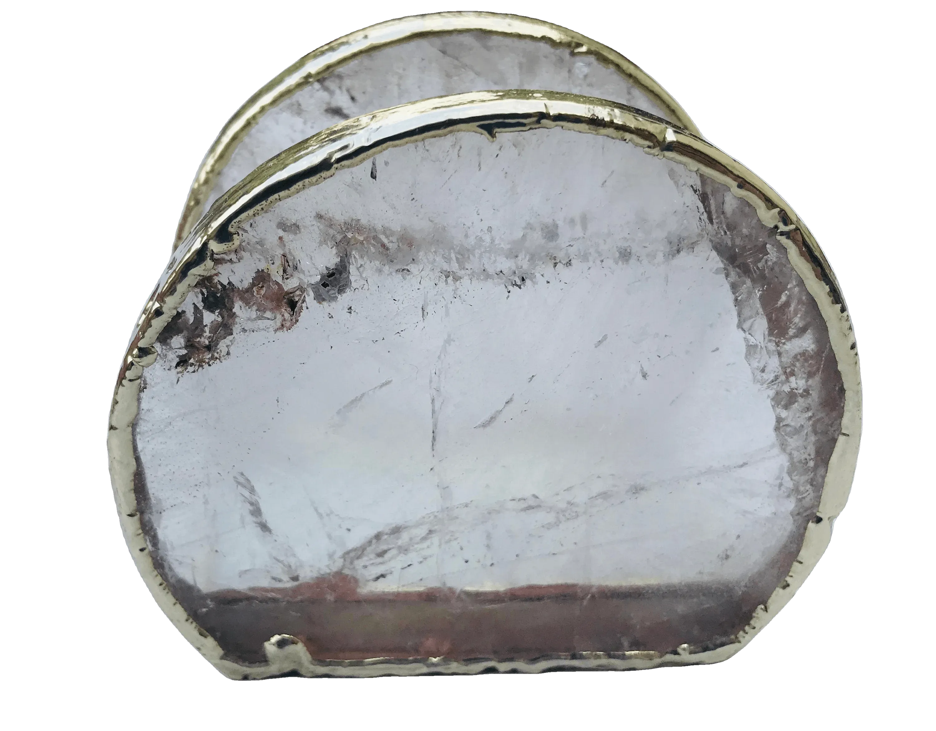 Hand Rounded Clear Quartz Agate Napkin Holder