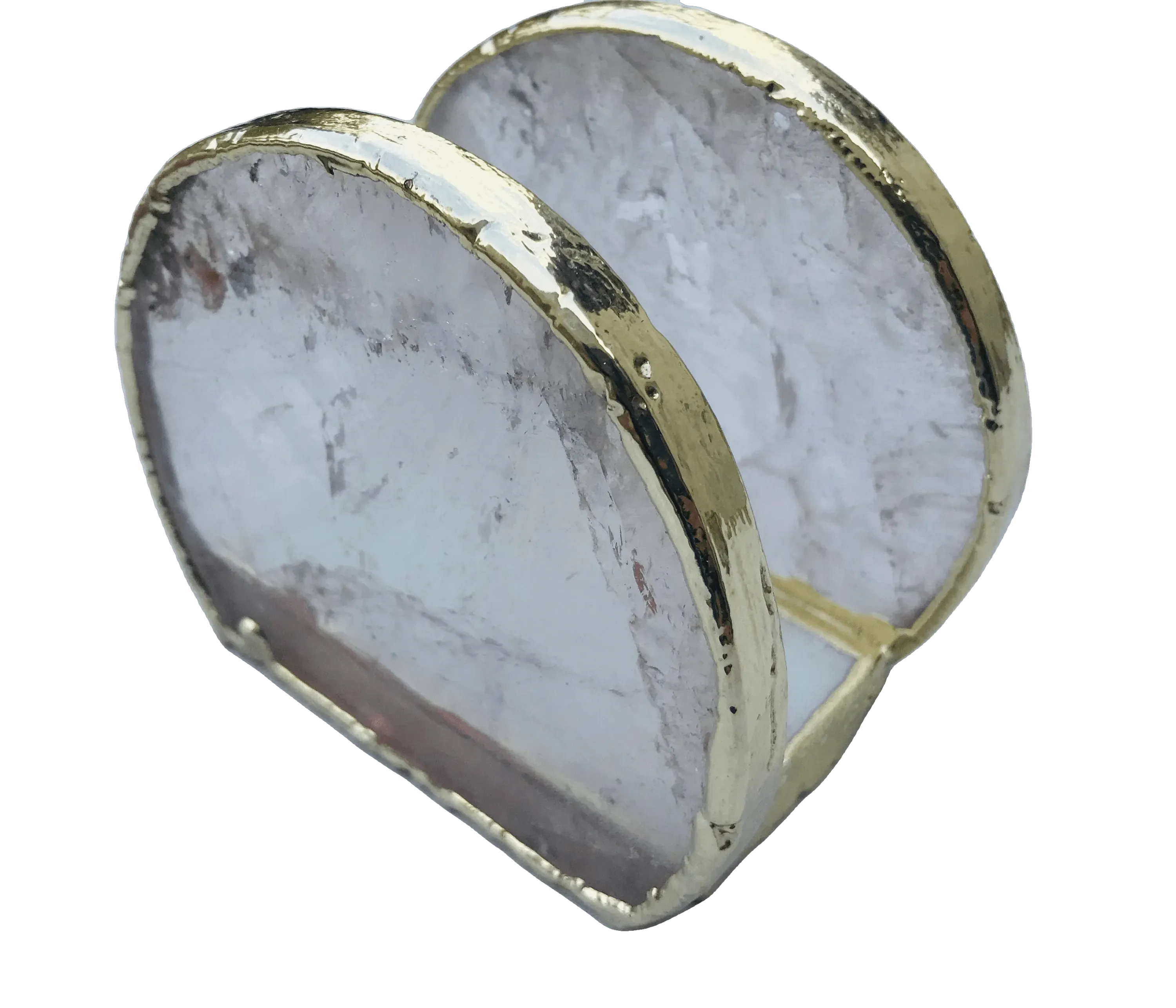Hand Rounded Clear Quartz Agate Napkin Holder