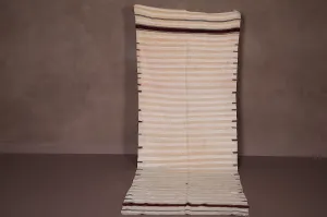 Handwoven Kilim Rug 3.8 FT X 10 FT - Subtle Cream and Stripe Design