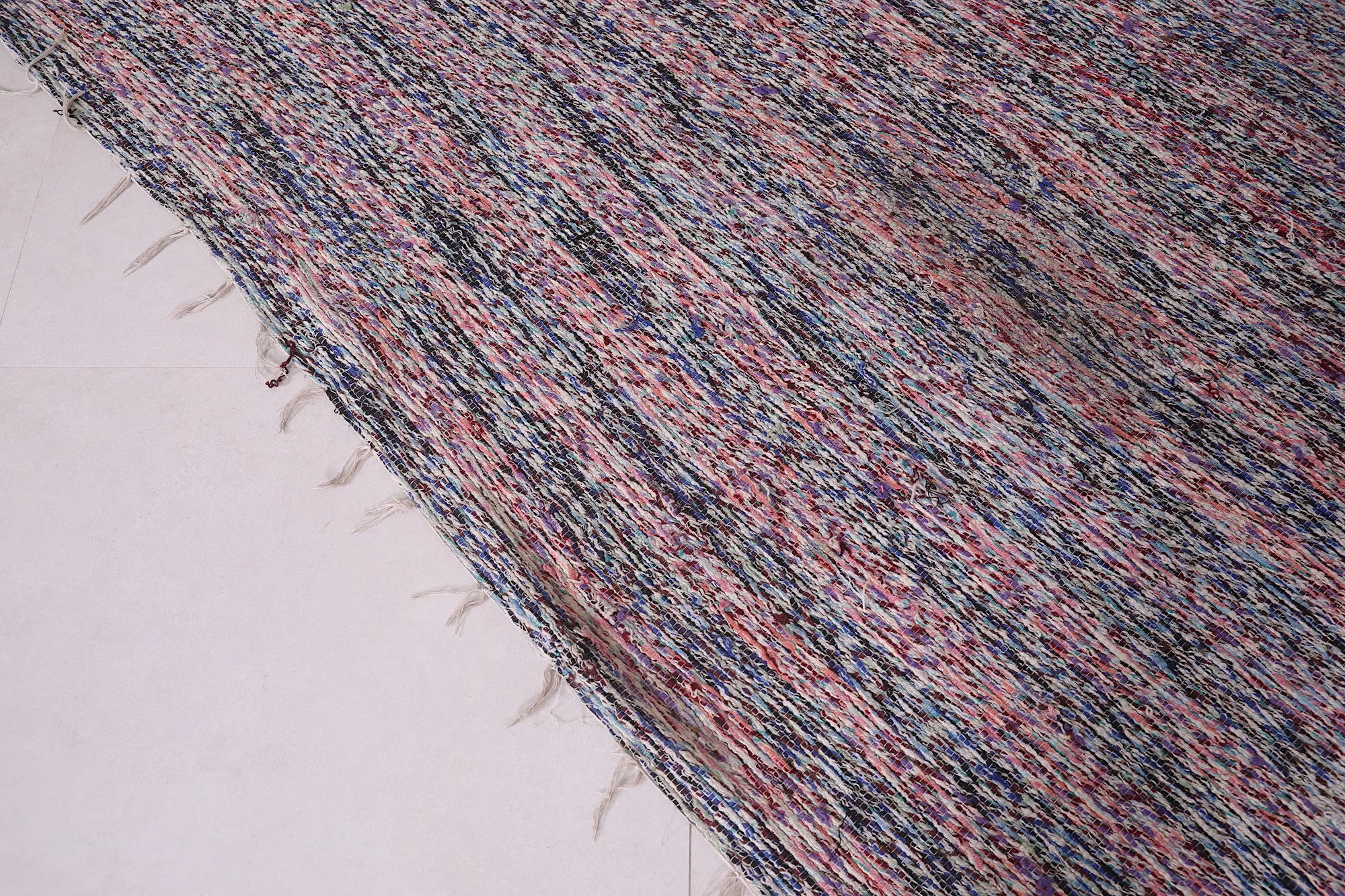 Handwoven Moroccan Rug - Subtle Striped Design 5.8x6.5 ft