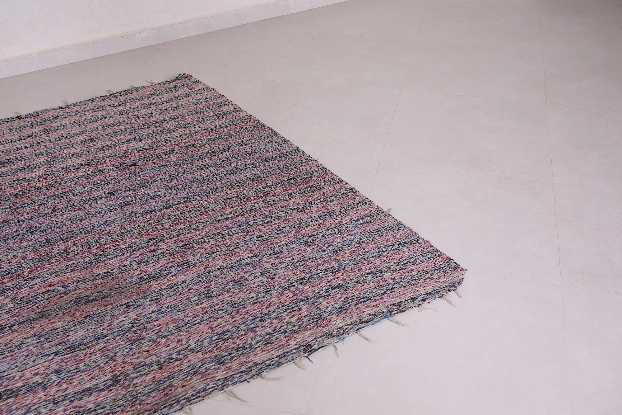 Handwoven Moroccan Rug - Subtle Striped Design 5.8x6.5 ft