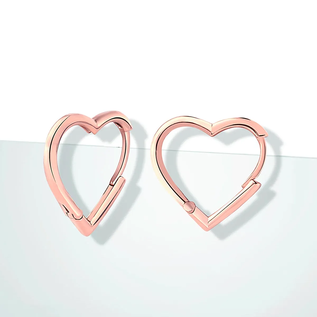 Heart Huggie Earrings 925 Silver Sterling Hinged Hoops
