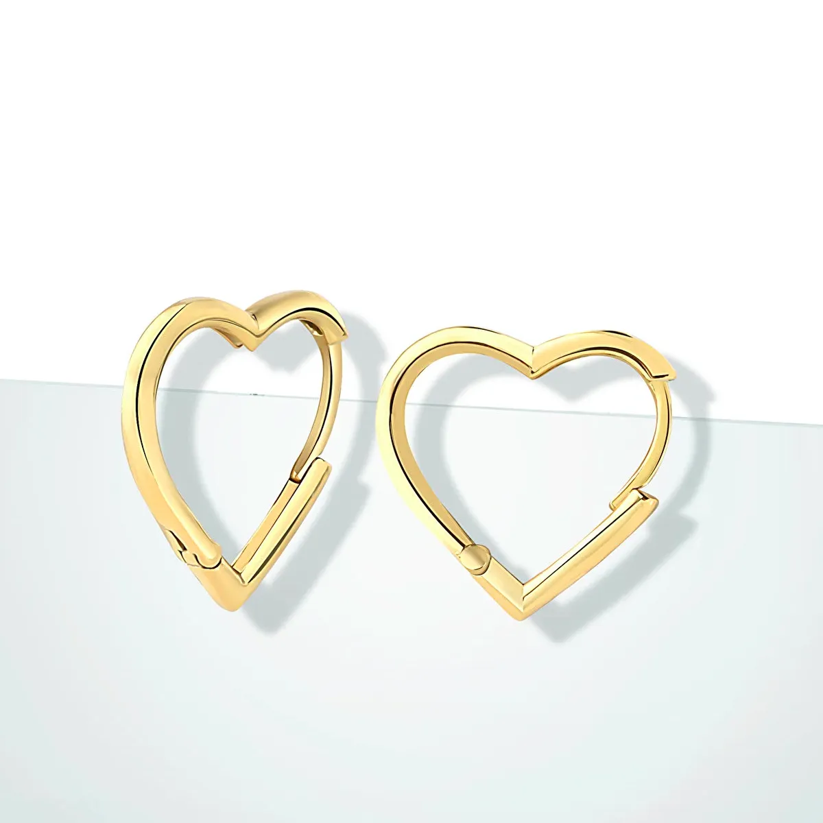 Heart Huggie Earrings 925 Silver Sterling Hinged Hoops