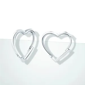 Heart Huggie Earrings 925 Silver Sterling Hinged Hoops