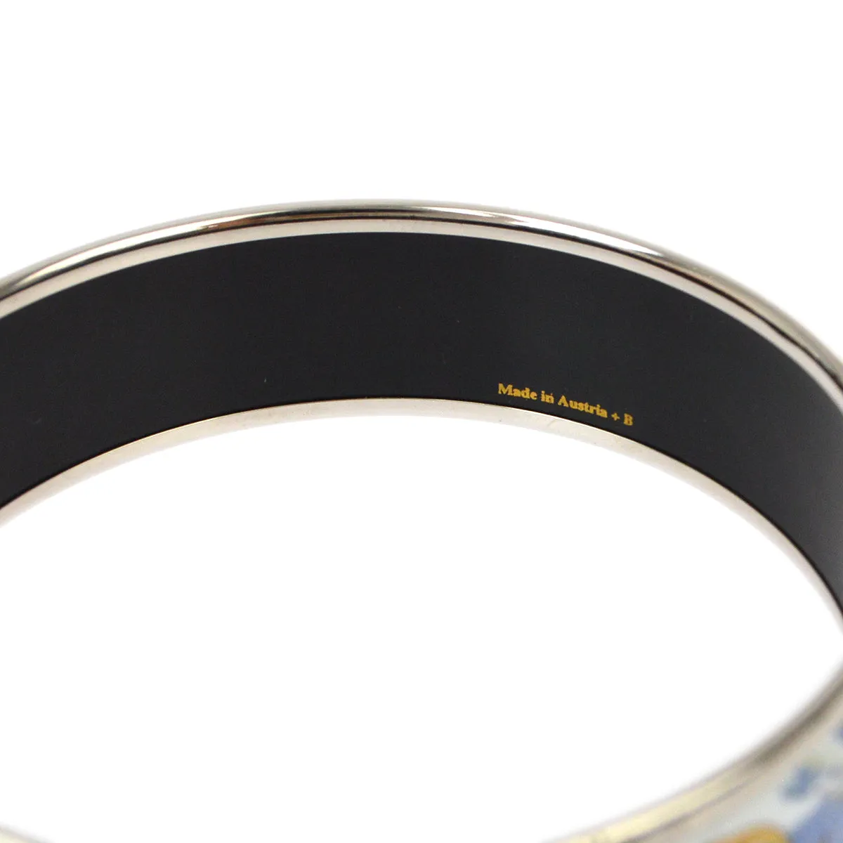 Hermes Enamel Cloisonne Ware Bangle Silver XX90677