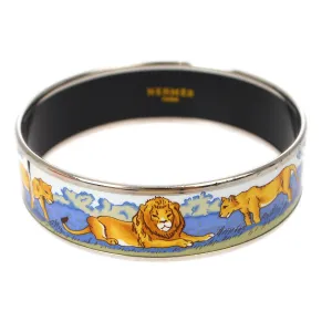 Hermes Enamel Cloisonne Ware Bangle Silver XX90677