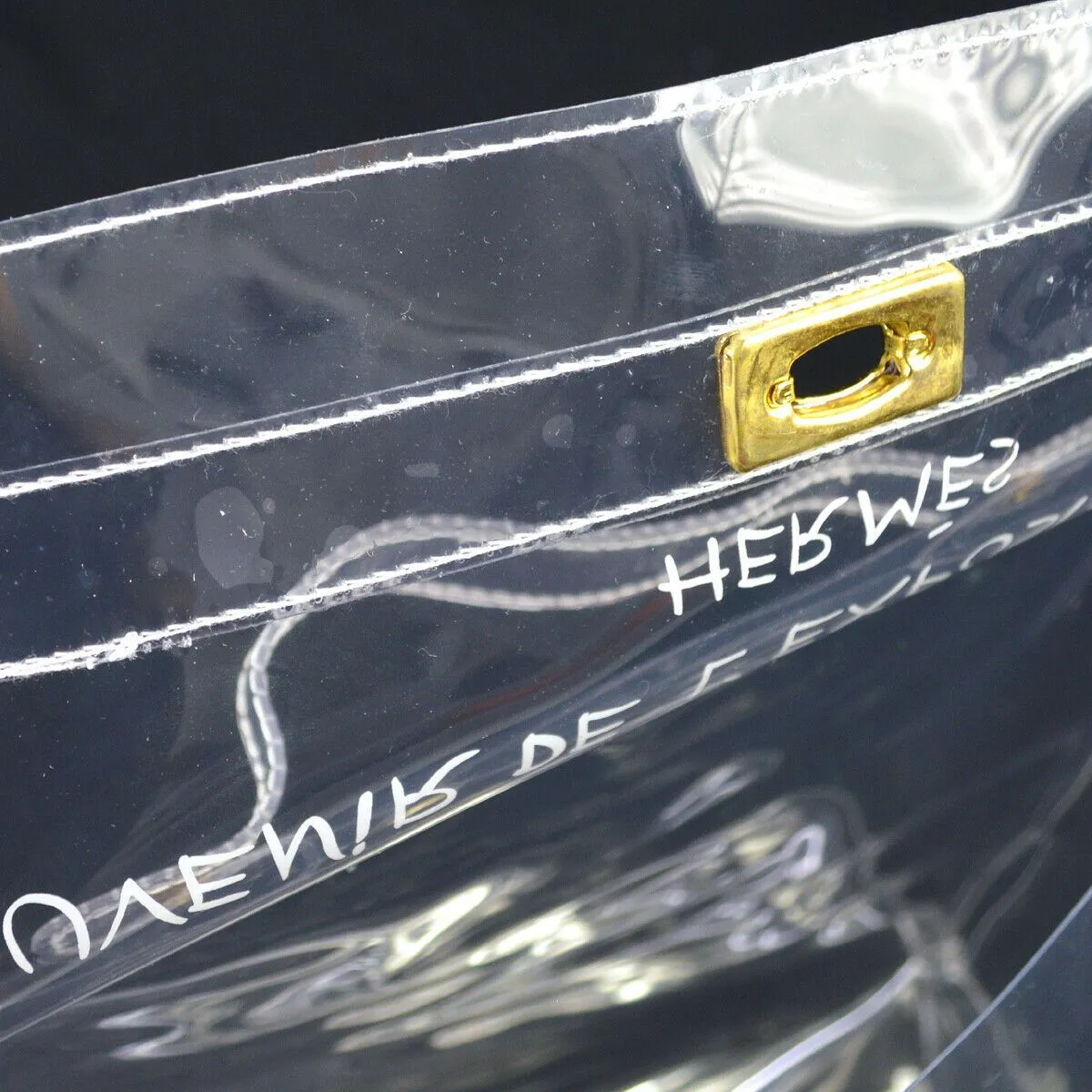 HERMES Vinyl Kelly Beach Hand Bag Purse SOUVENIR DE L'EXPOSITION 1997 04402