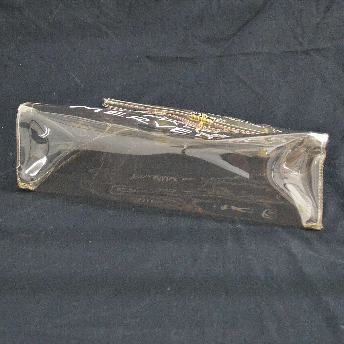 HERMES Vinyl Kelly Hand Beach Bag Clear SOUVENIR DE L'EXPOSITION 1997 AK38294f