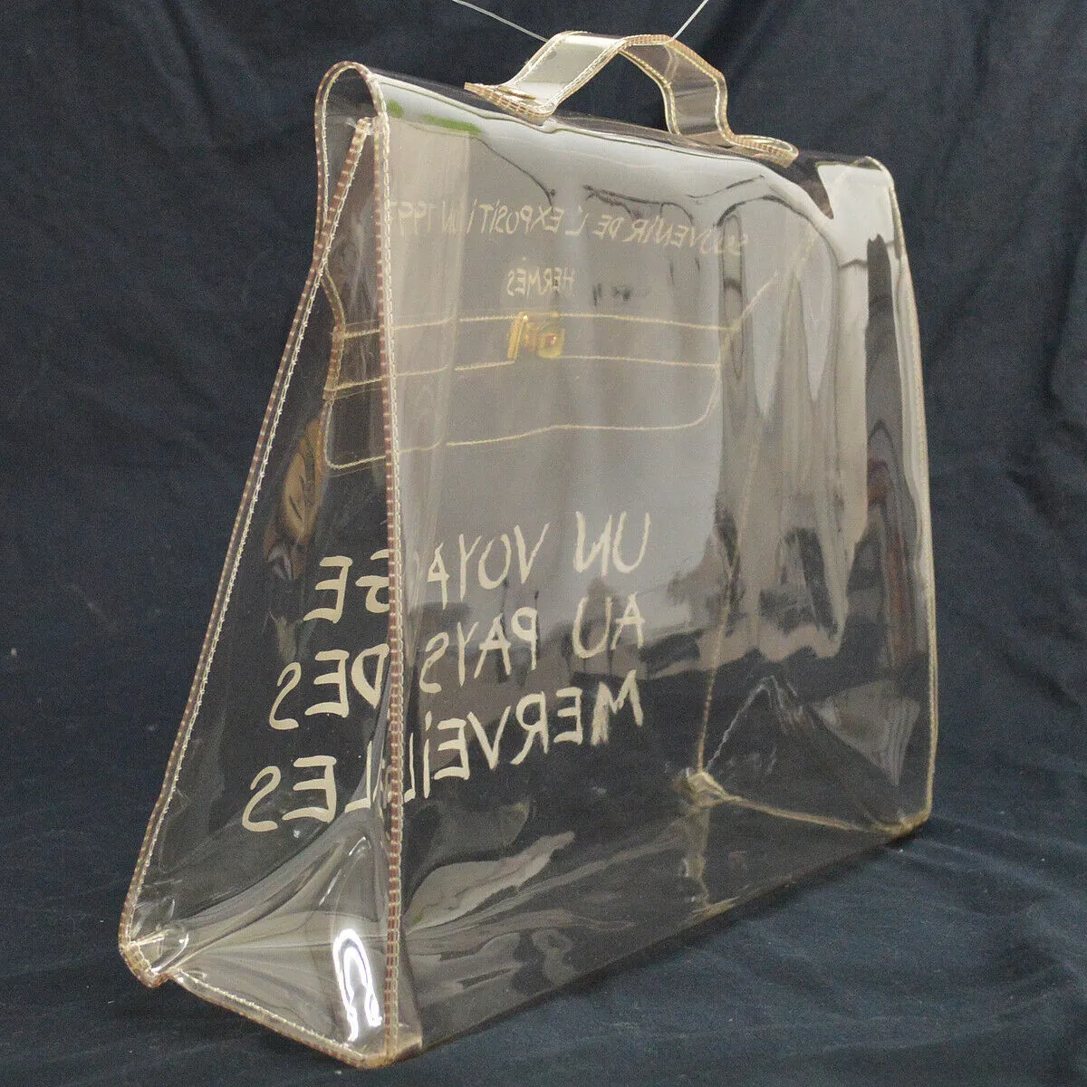 HERMES Vinyl Kelly Hand Beach Bag Clear SOUVENIR DE L'EXPOSITION 1997 AK38294f