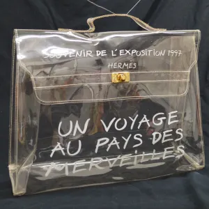 HERMES Vinyl Kelly Hand Beach Bag Clear SOUVENIR DE L'EXPOSITION 1997 AK38294f
