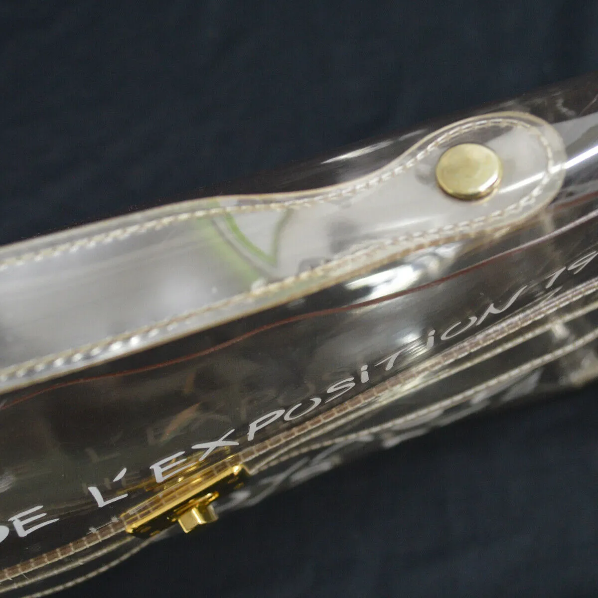 HERMES Vinyl Kelly Hand Beach Bag Clear SOUVENIR DE L'EXPOSITION 1997 AK38294f