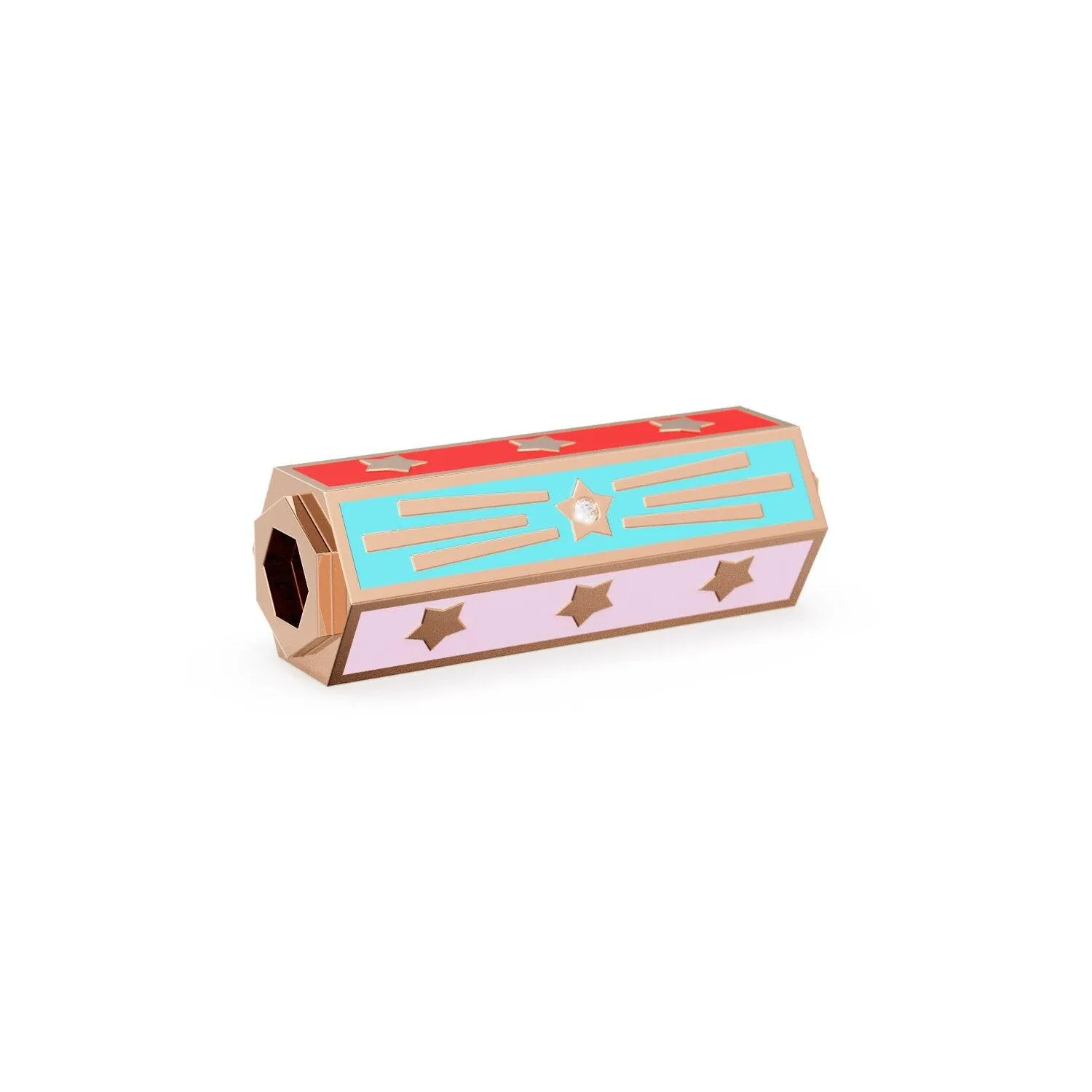 Hexagon Enamel Solid Gold Diamond Beads / Spacer Handmade Star Multicolor 18k Gold Beads