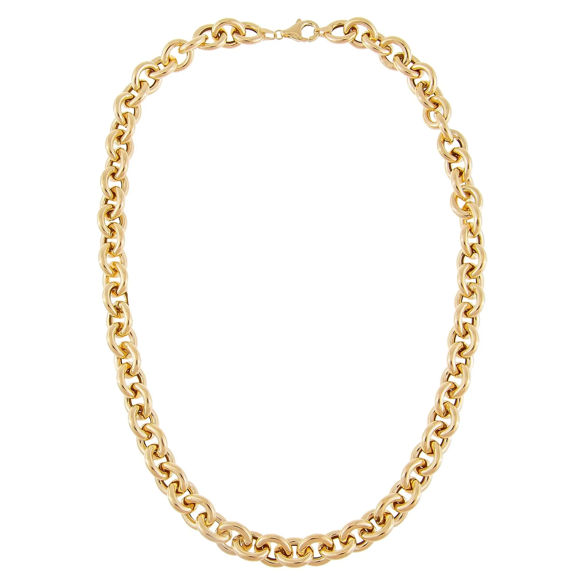 Hollow Rounded Rolo Necklace 14K
