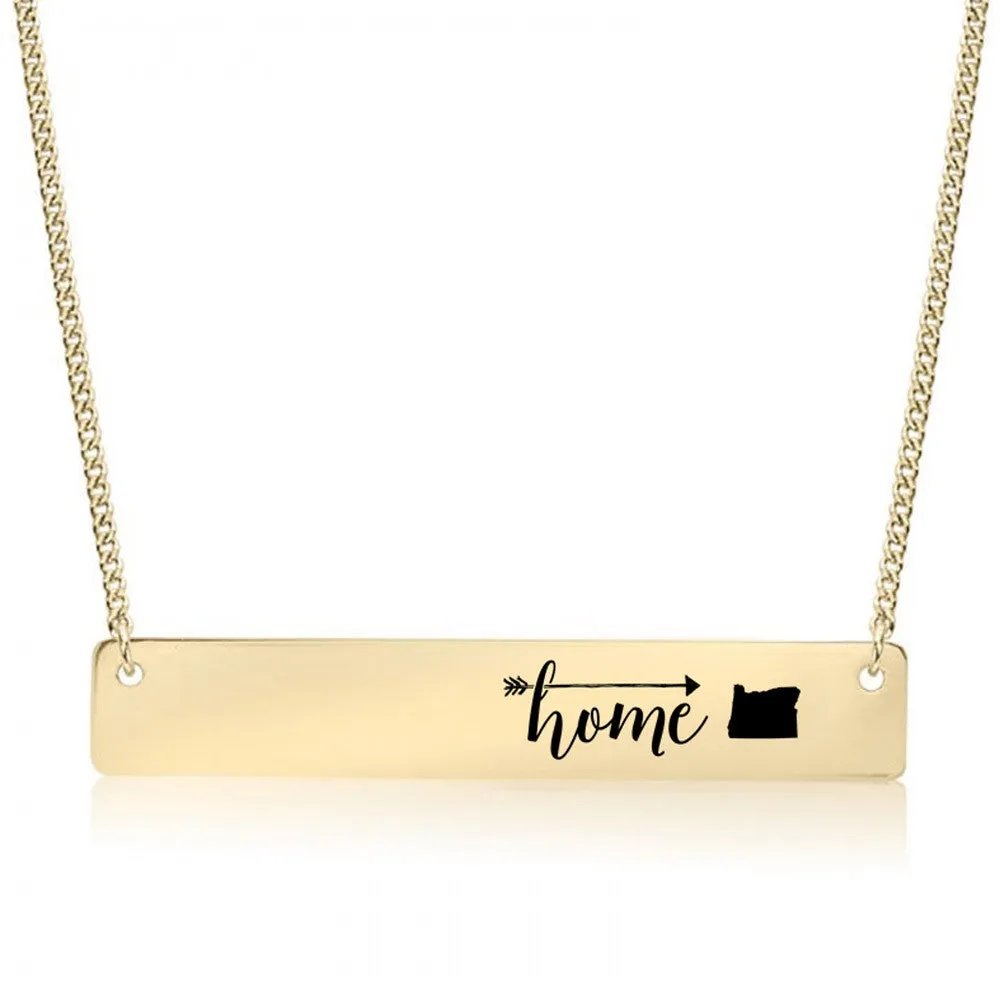 Home is Oregon Gold / Silver Bar Necklace