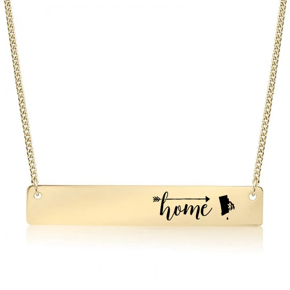 Home is Rhode Island Gold / Silver Bar Necklace