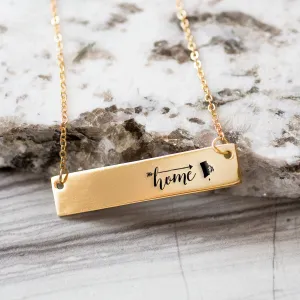 Home is Rhode Island Gold / Silver Bar Necklace