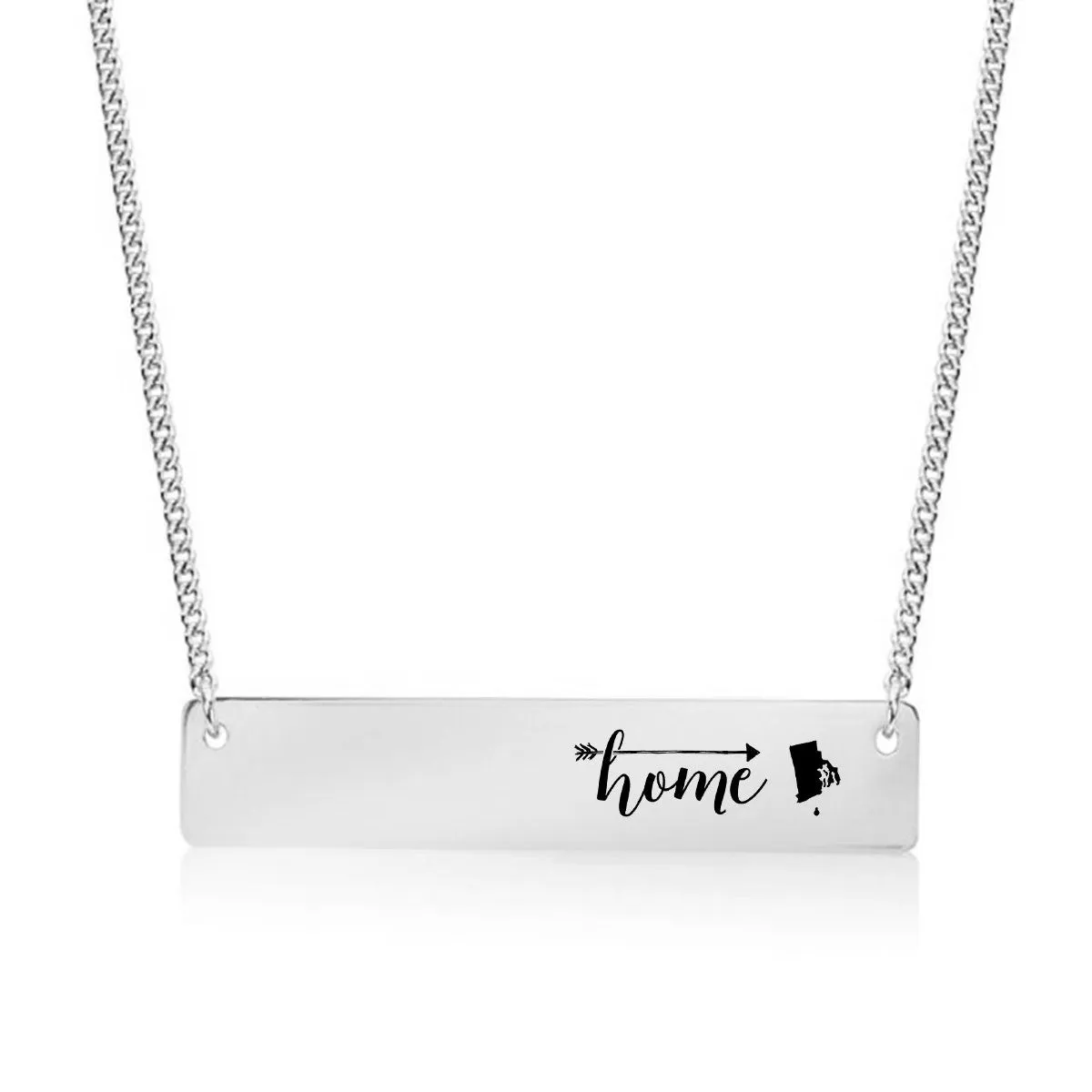 Home is Rhode Island Gold / Silver Bar Necklace