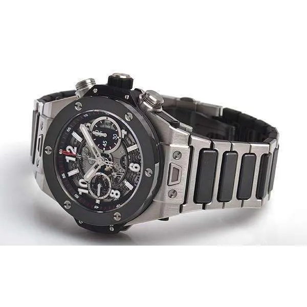 HUBLOT BIG BANG UNICO TITANIUM CERAMIC BRACELET 45 MM MEN WATCH 411.NM.1170.NM