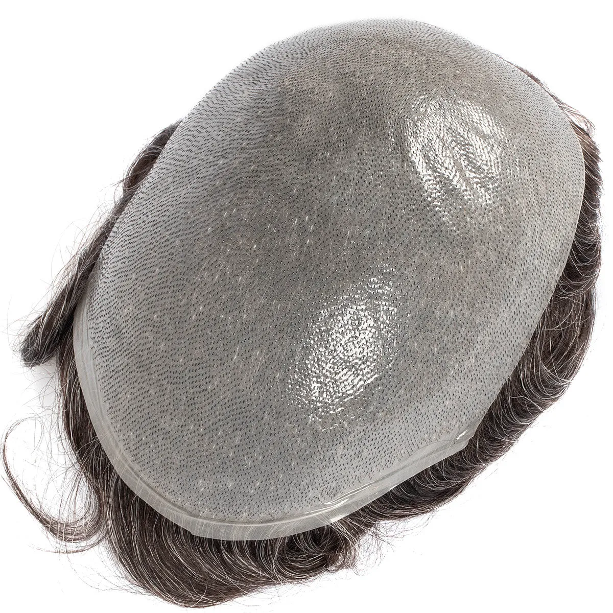 Human Hair Single Knot Black Color With 30% Grey Hair Systems