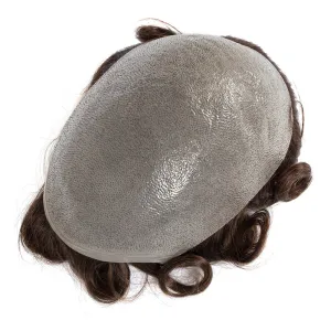Human Hair Thin Skin Single Knot Brown Color Hair Replacement