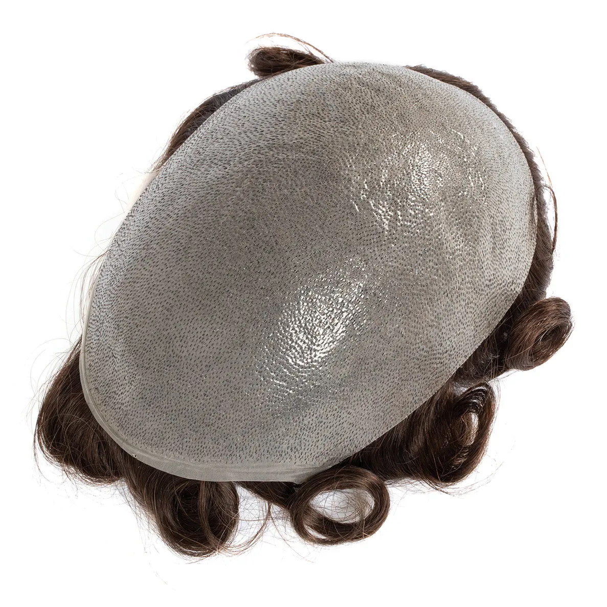 Human Hair Thin Skin Single Knot Brown Color Hair Replacement