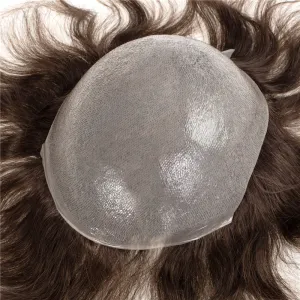Human Hair Thin Skin V-loop Dark Brown Hair Replacement