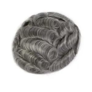 Human Hair Thin Skin V-loop Natural Color 80% Grey Hair Replacement