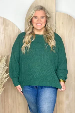 Hunter Green Cable Knit Long Sleeve Sweater *Final Sale*
