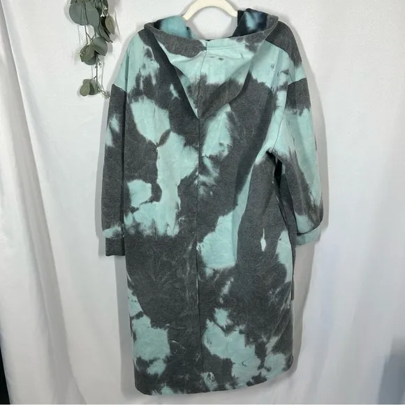 HYFVE | Longing For You Tie-Dye Hooded Cardigan Fleece Blue Women’s Size Large