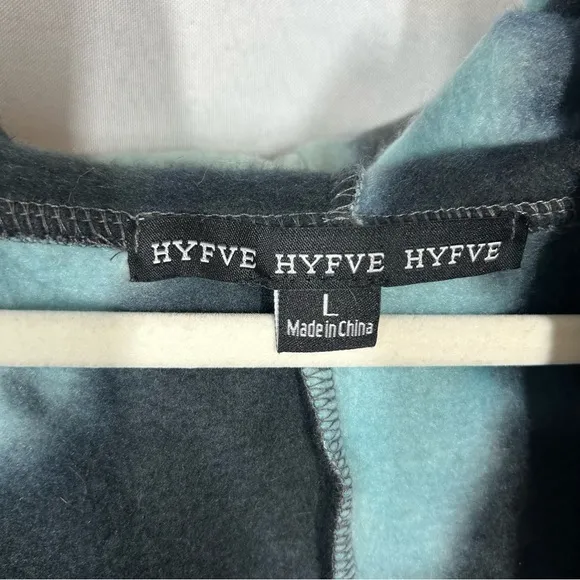 HYFVE | Longing For You Tie-Dye Hooded Cardigan Fleece Blue Women’s Size Large