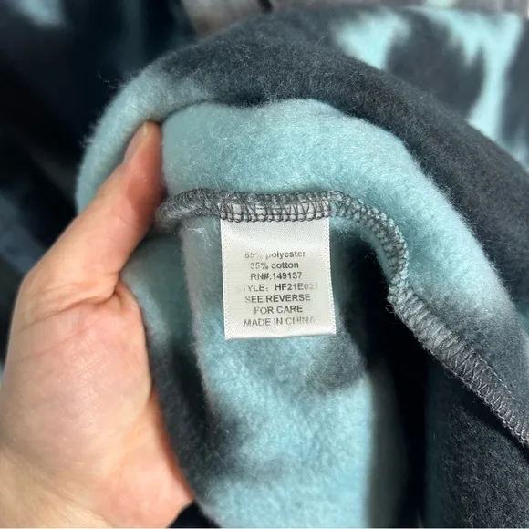 HYFVE | Longing For You Tie-Dye Hooded Cardigan Fleece Blue Women’s Size Large