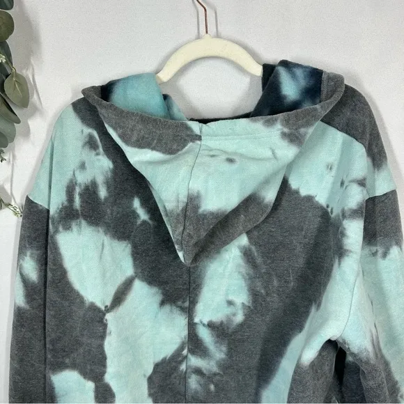 HYFVE | Longing For You Tie-Dye Hooded Cardigan Fleece Blue Women’s Size Large