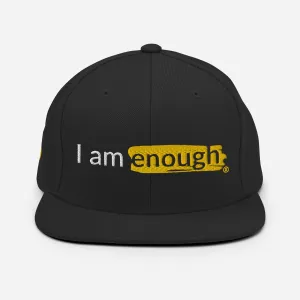 I AM ENOUGH ORIGINAL Embroidered Snapback Hat with Peace Sign on Side