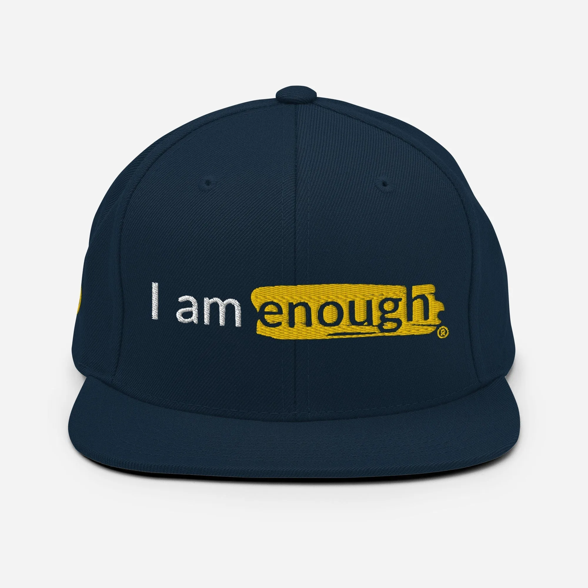 I AM ENOUGH ORIGINAL Embroidered Snapback Hat with Peace Sign on Side