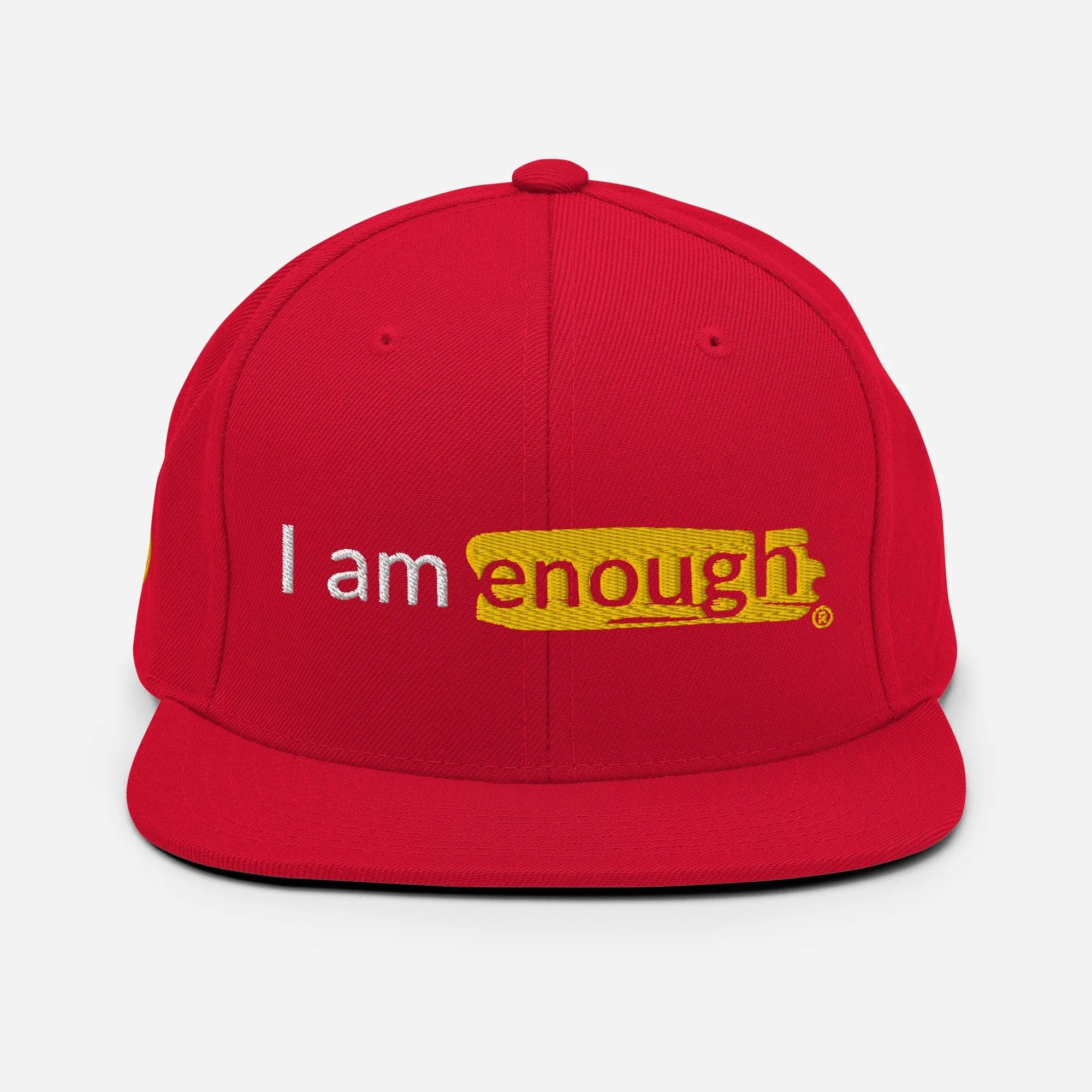 I AM ENOUGH ORIGINAL Embroidered Snapback Hat with Peace Sign on Side