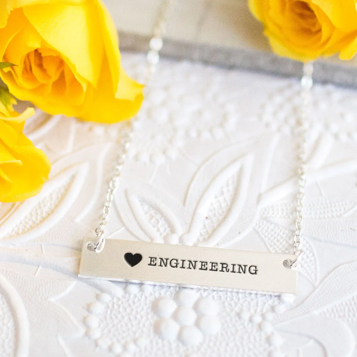 I Love Engineering Gold / Silver Bar Necklace