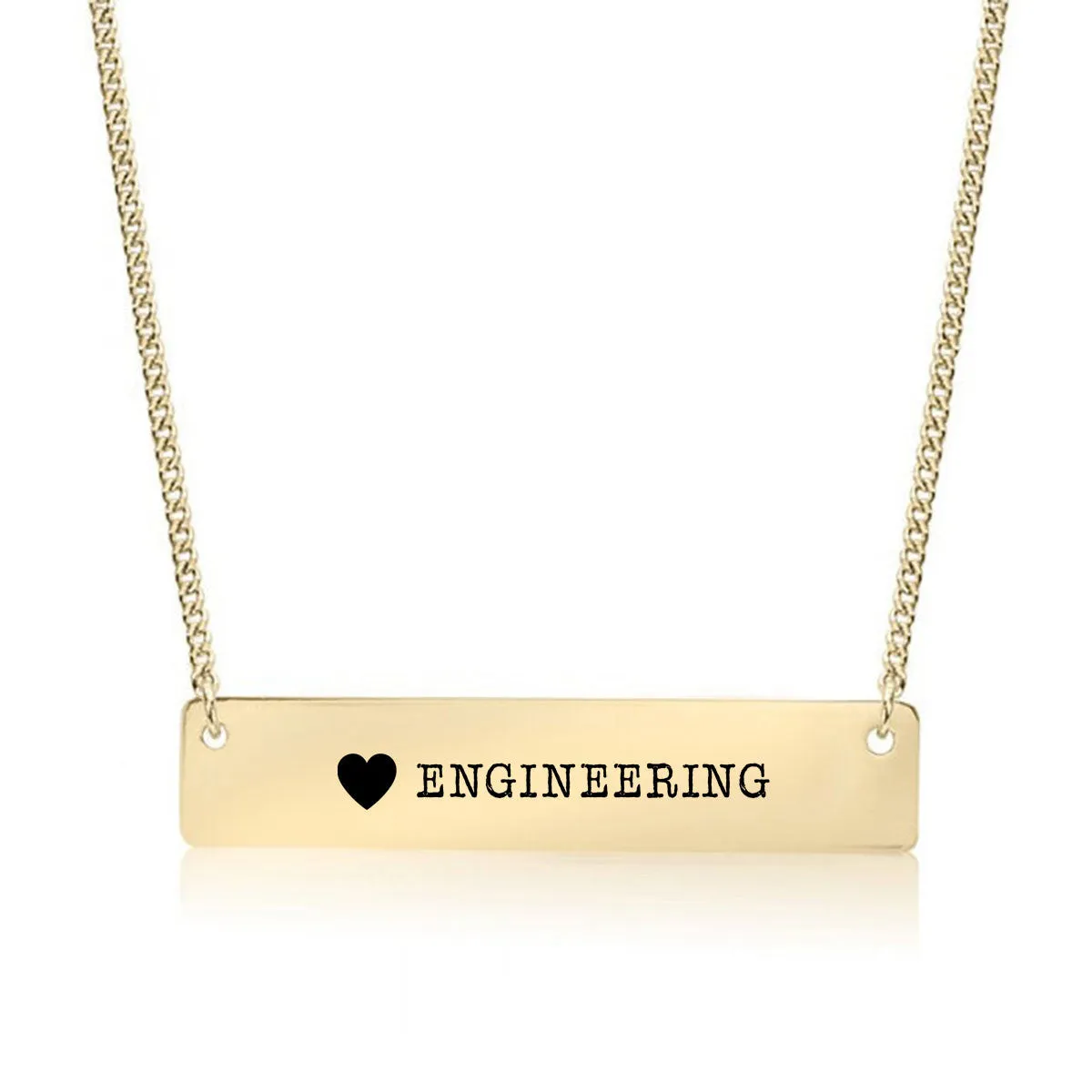 I Love Engineering Gold / Silver Bar Necklace