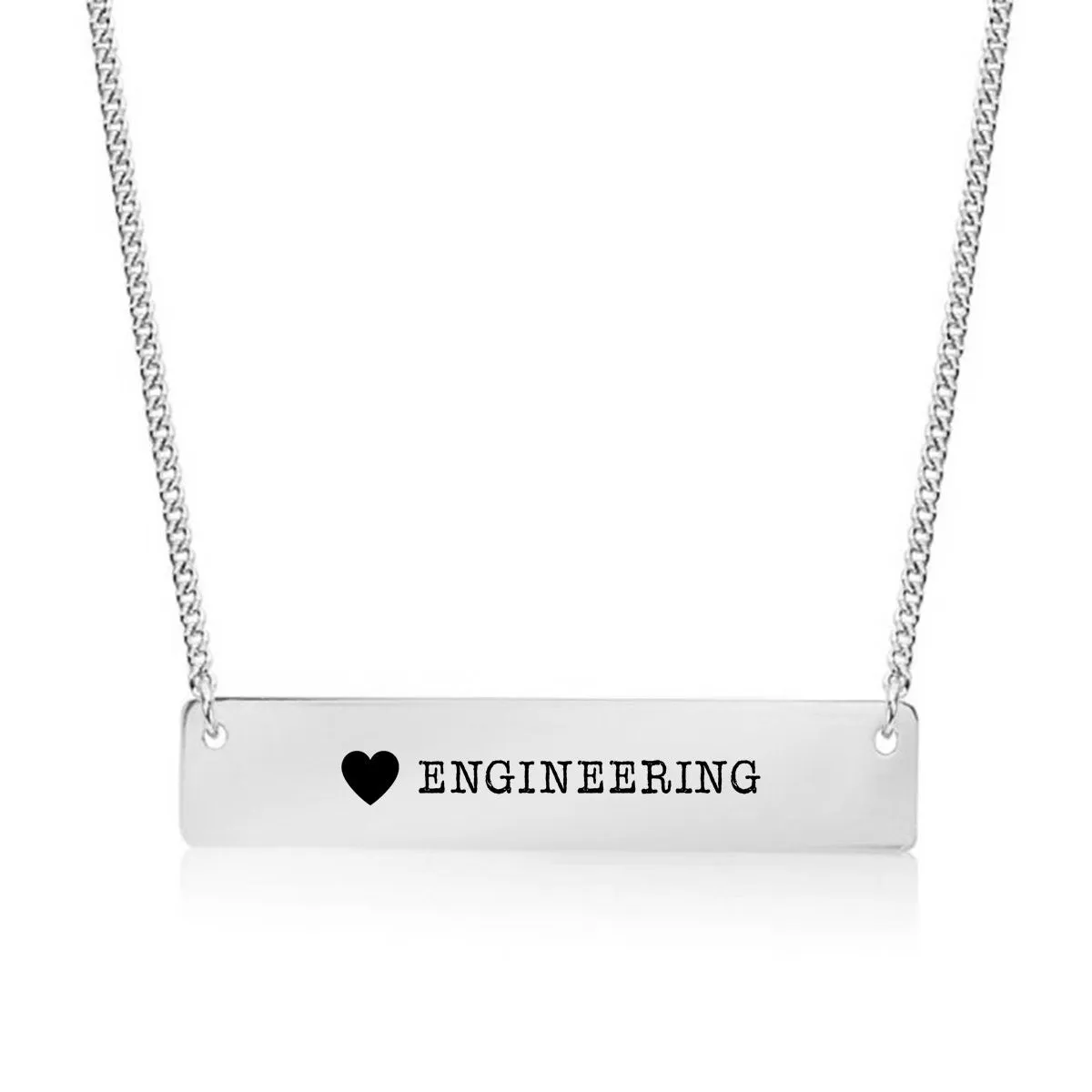 I Love Engineering Gold / Silver Bar Necklace