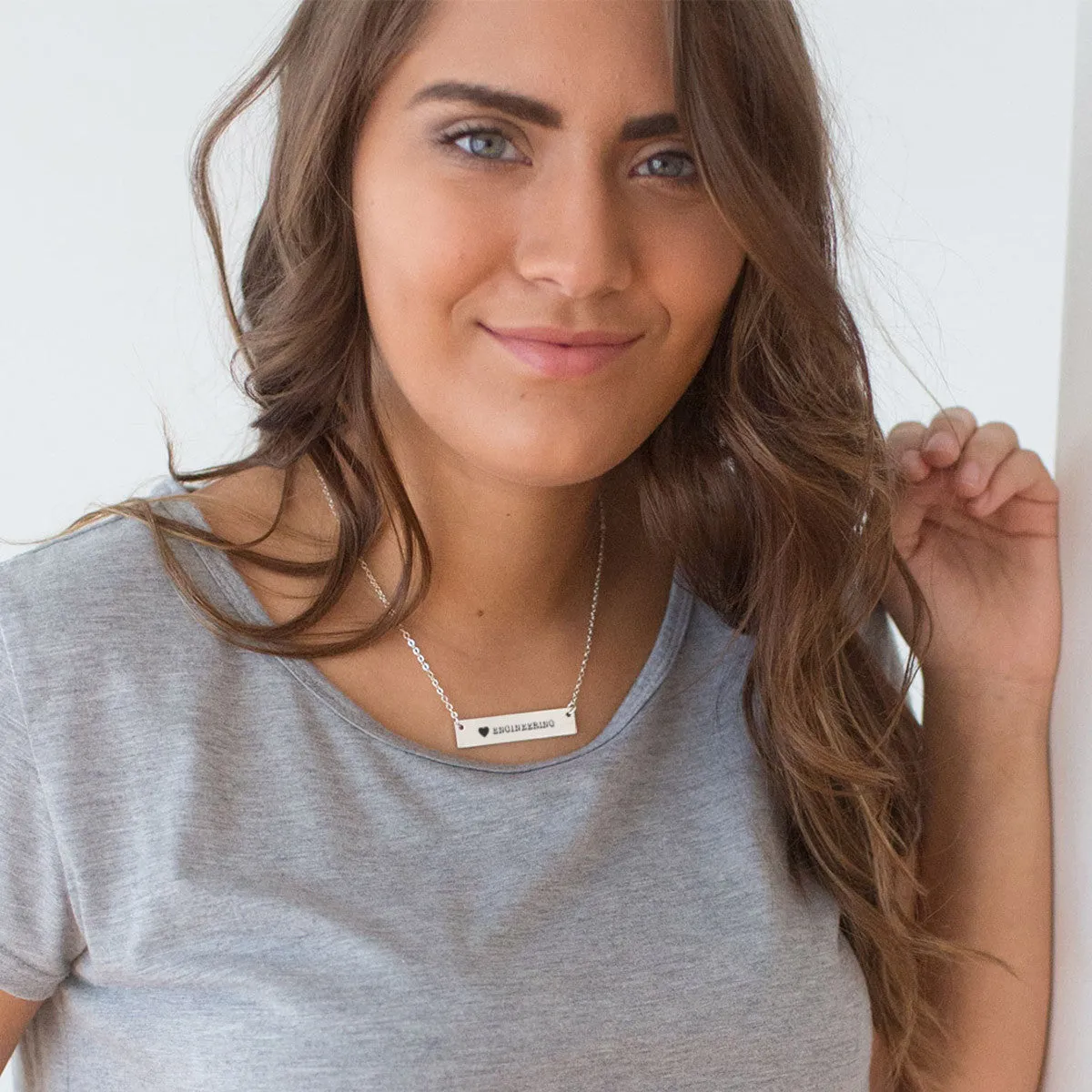 I Love Engineering Gold / Silver Bar Necklace