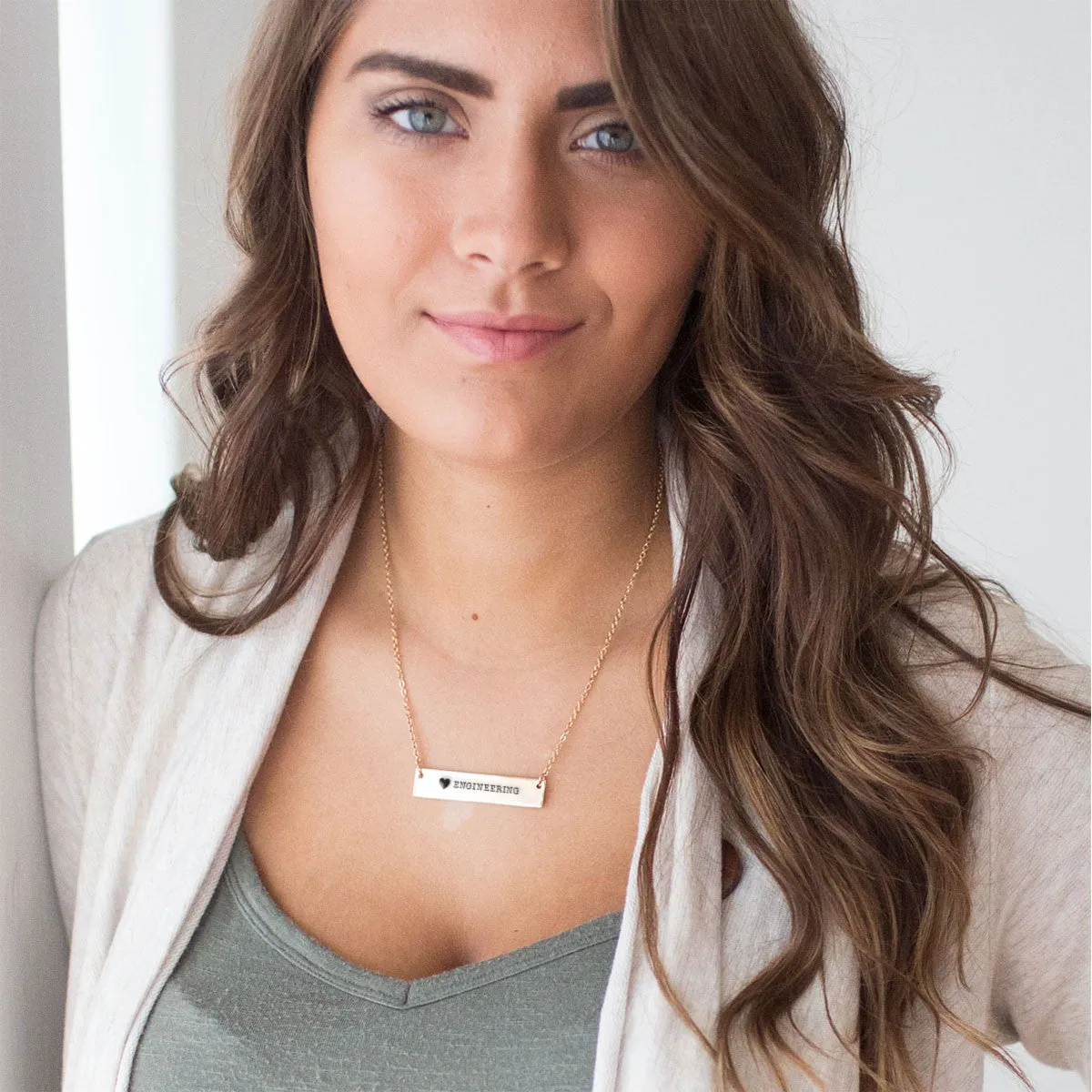 I Love Engineering Gold / Silver Bar Necklace