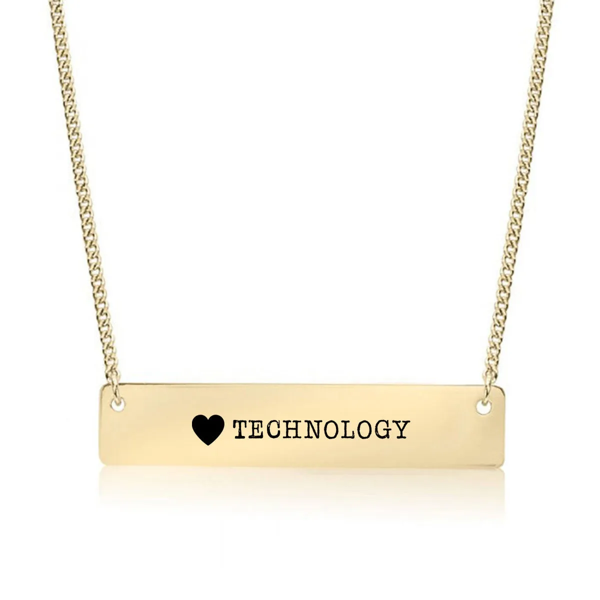 I Love Technology Gold / Silver Bar Necklace