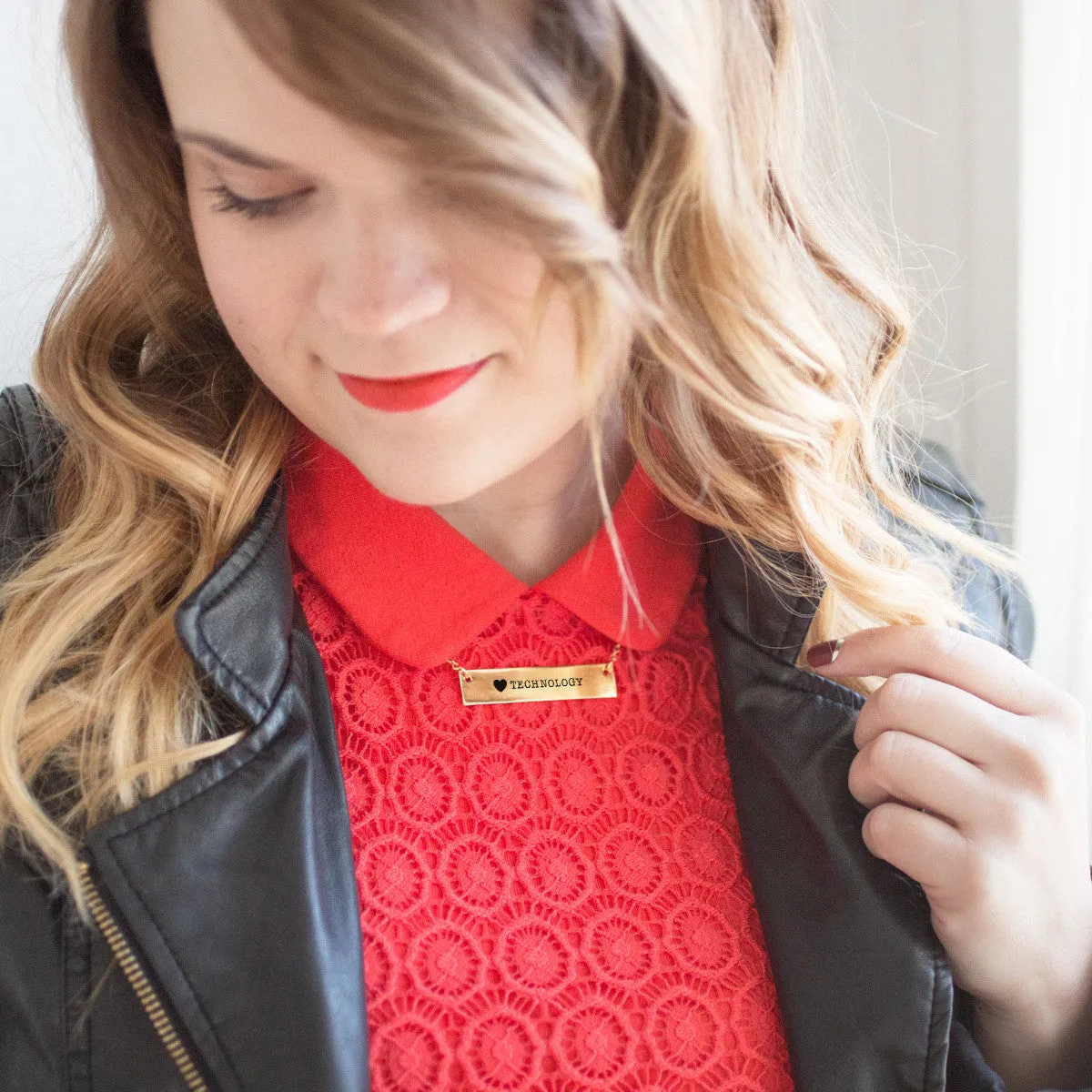 I Love Technology Gold / Silver Bar Necklace