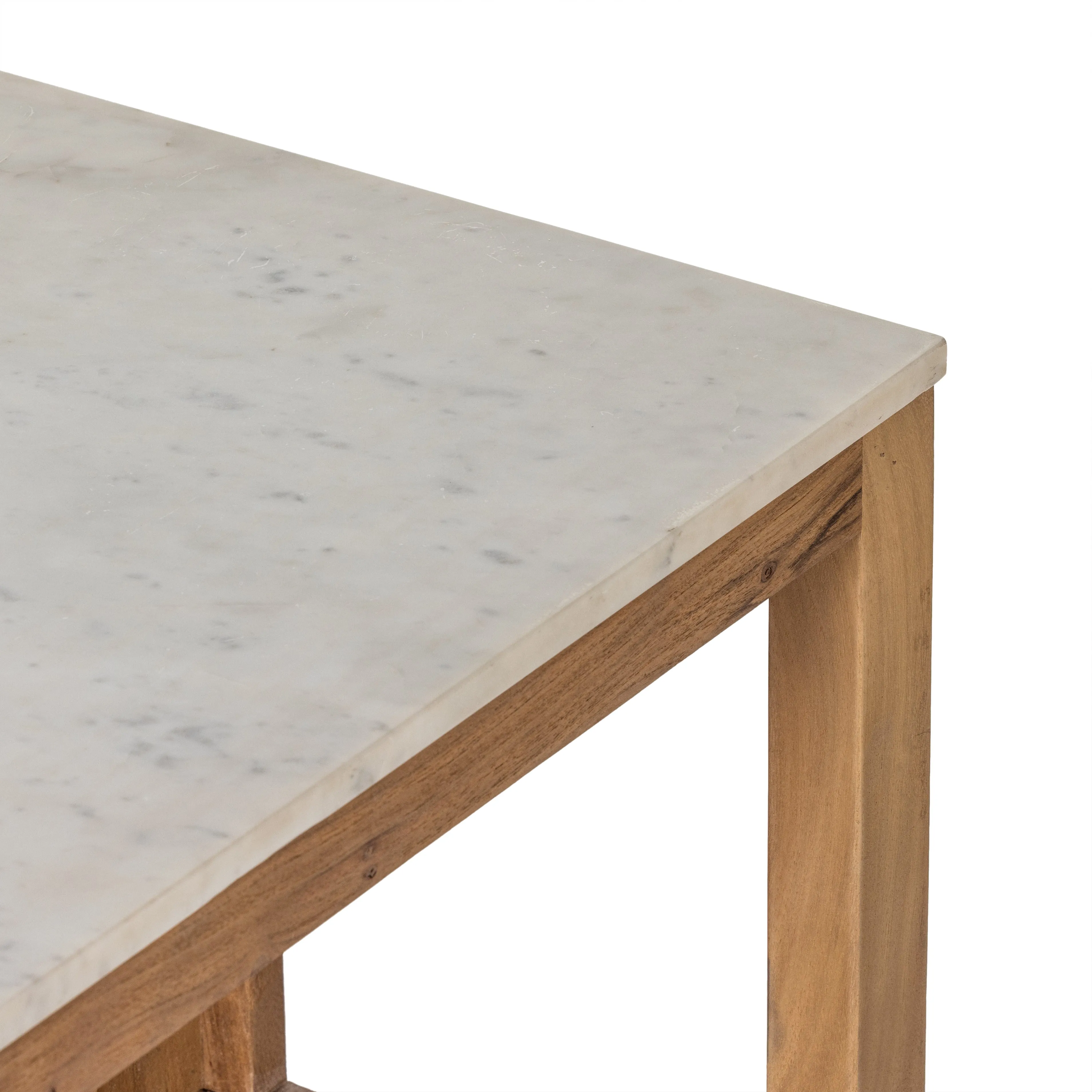 Indira Kitchen Island - Smoked Acacia/White Marble
